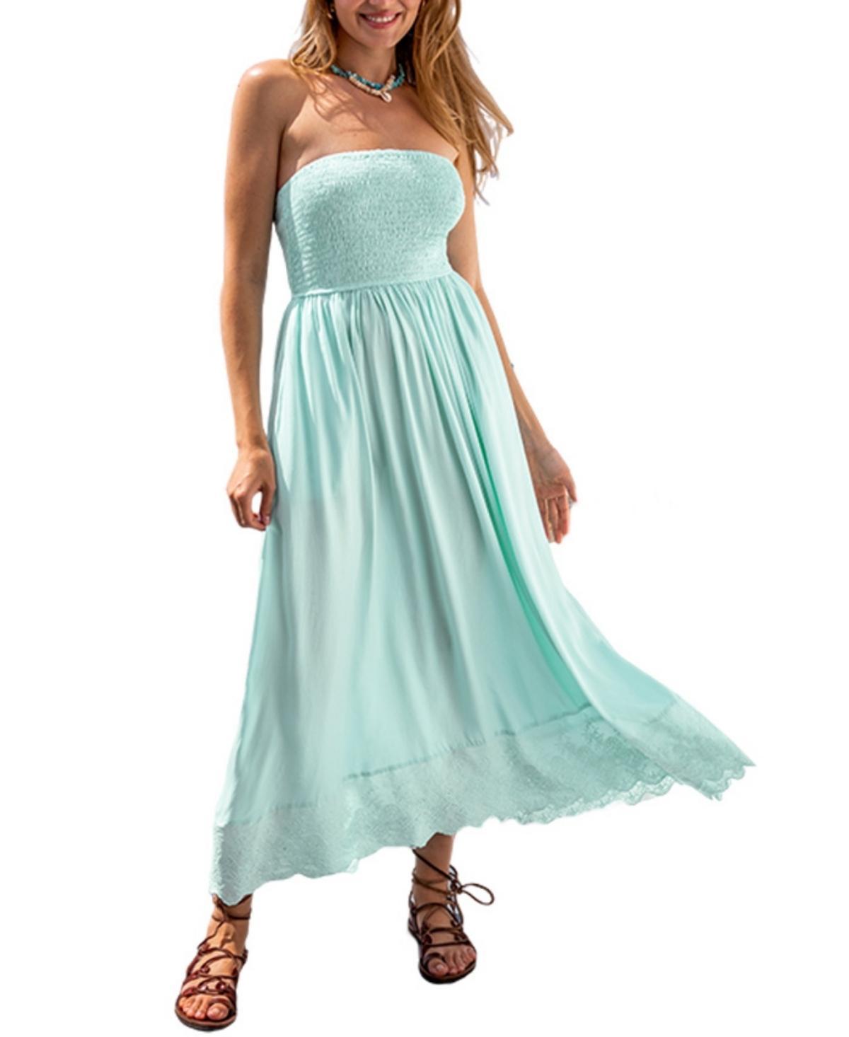 Women's Seafoam Smocked Tube Maxi Beach Dress Product Image