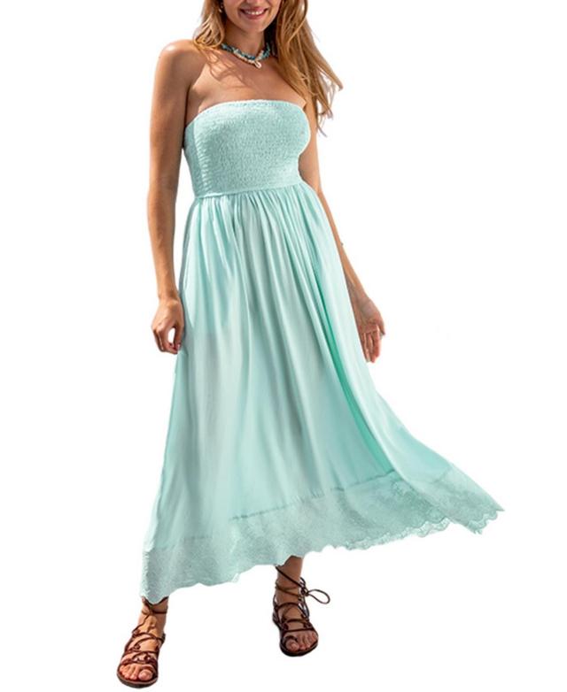 Women's Seafoam Smocked Tube Maxi Beach Dress Product Image