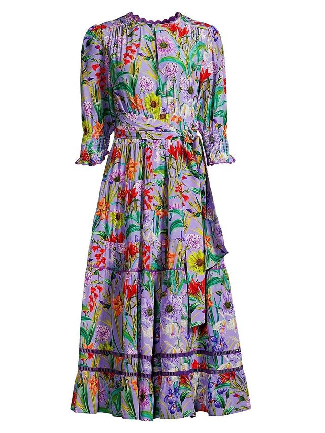 Womens Daphne Floral Silk Midi Dress Product Image