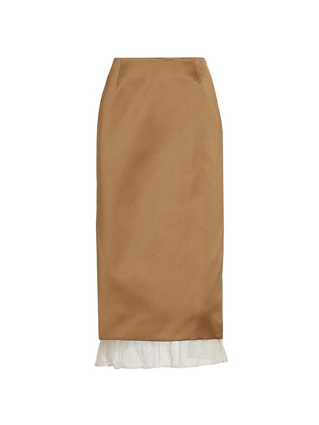 Womens Fannie Ruffled Satin Midi-Skirt Product Image