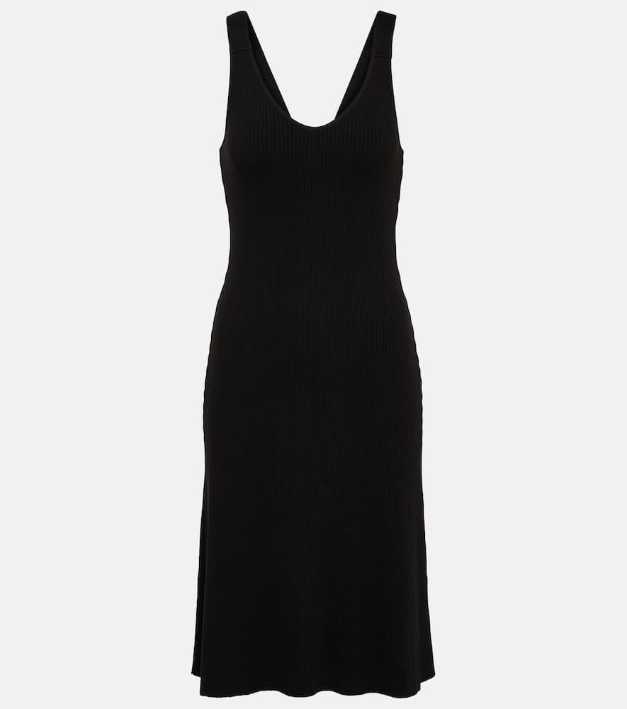 Ribbed Racerback Tank Dress In Black Product Image