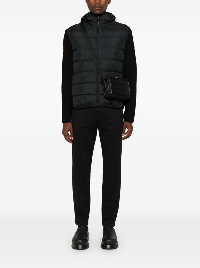 MONCLER Padded-panels Knitted Hooded Jacket In Black Product Image