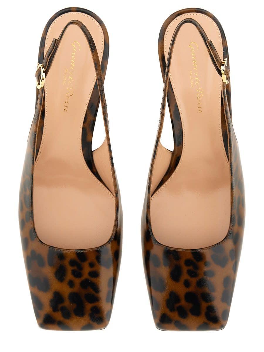 Leopard-print Patent Leather Slingback Pumps In Animalier Product Image