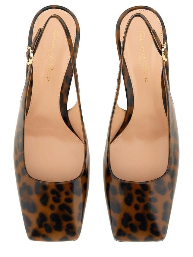 Leopard-print Patent Leather Slingback Pumps In Animalier Product Image