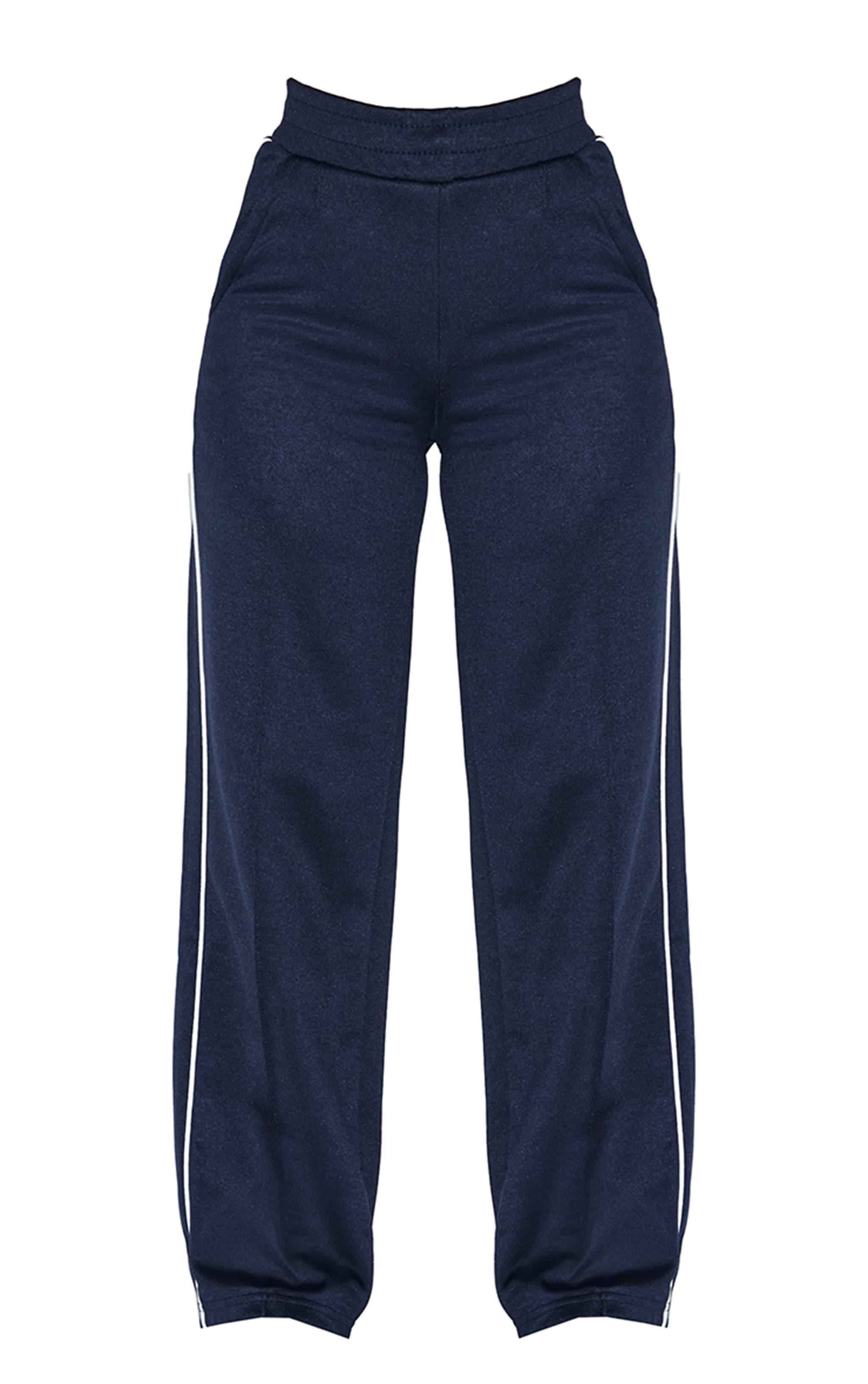 Petite Navy Contrast Detail Straight Leg Sweatpants Product Image