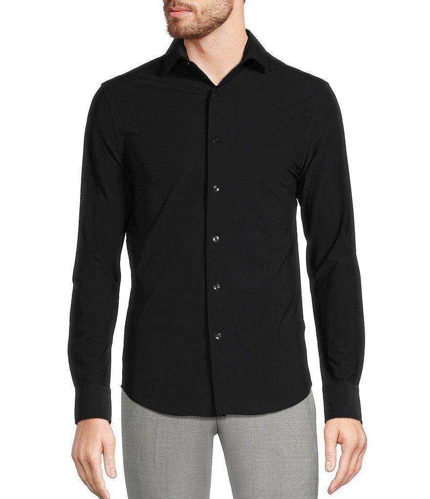 Murano Collezione Eurojersey Slim-Fit Performance Stretch Solid Textured Long Sleeve Woven Shirt Product Image