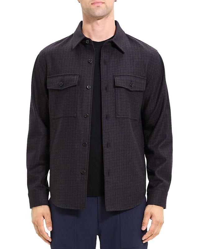 Mens Garvin Ansedonia Overcheck Wool-Blend Button-Front Shirt Product Image