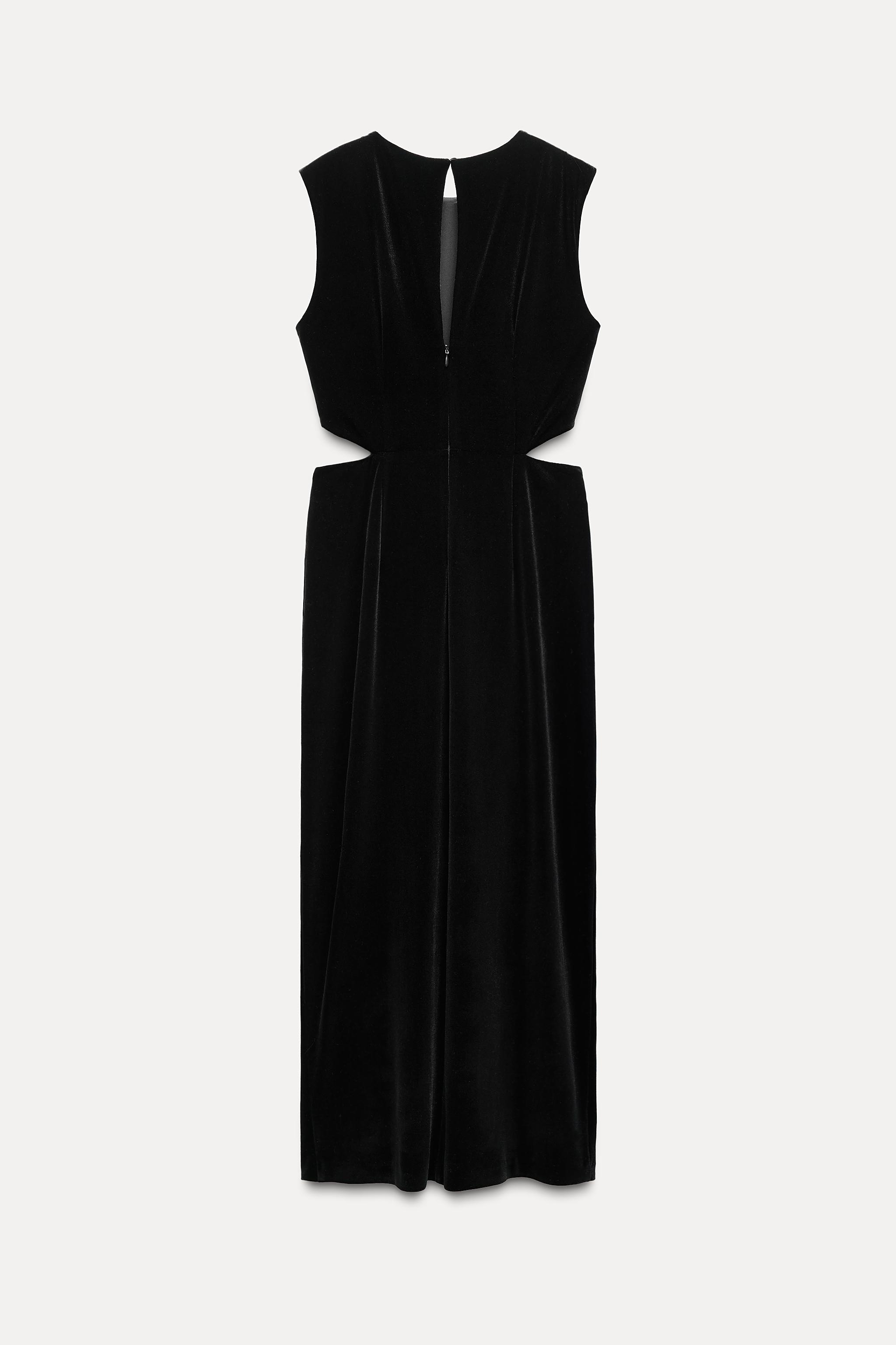 BUCKLED VELVET MIDI DRESS Product Image