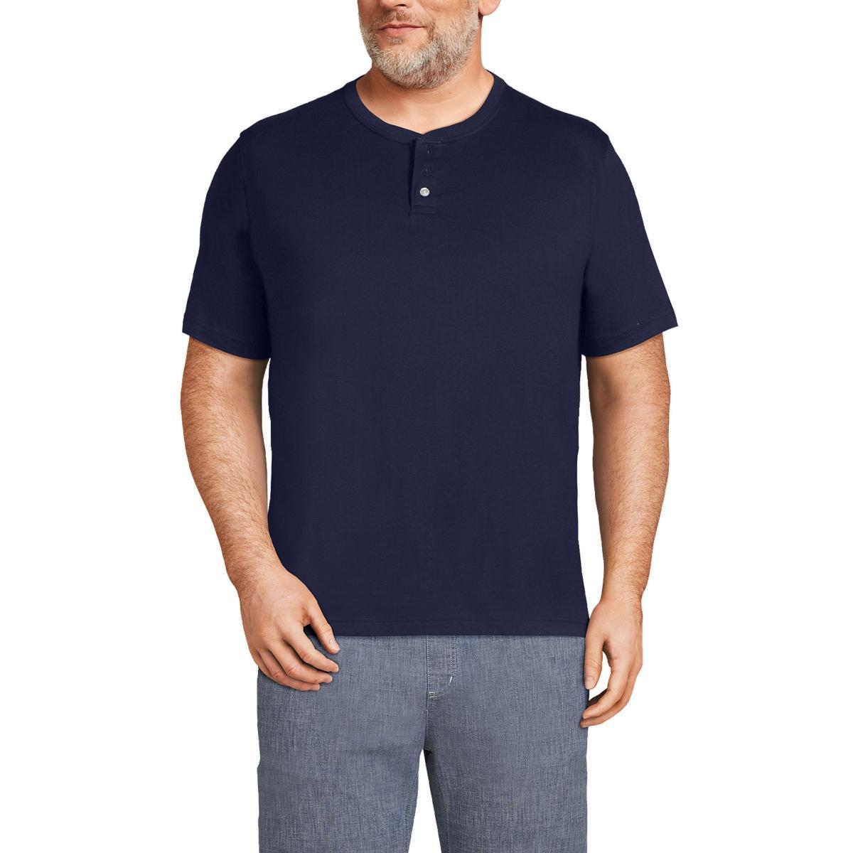 Big & Tall Lands End Super-T Henley, Mens Radiant Blue Product Image