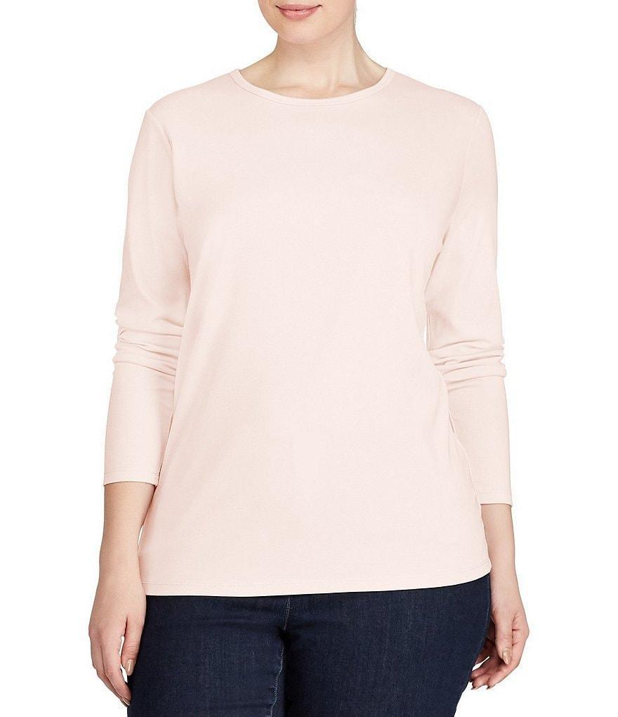 Lauren Ralph Lauren Plus Size Long Sleeve Crew Neck Stretch Top Product Image