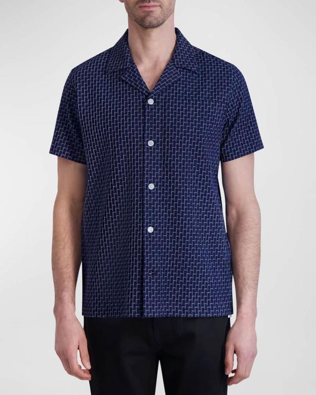 Mens Patterned Button-Down Shirt Product Image