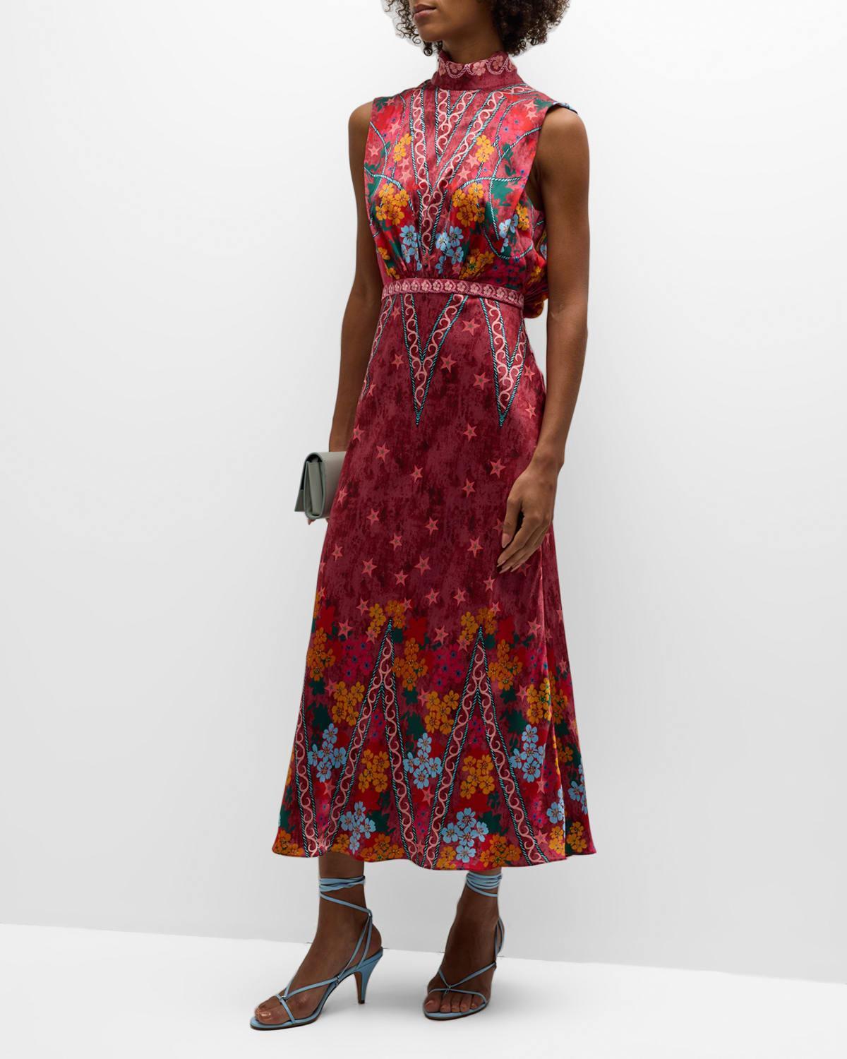 Fleur Silk Tie-Back Midi Dress Product Image