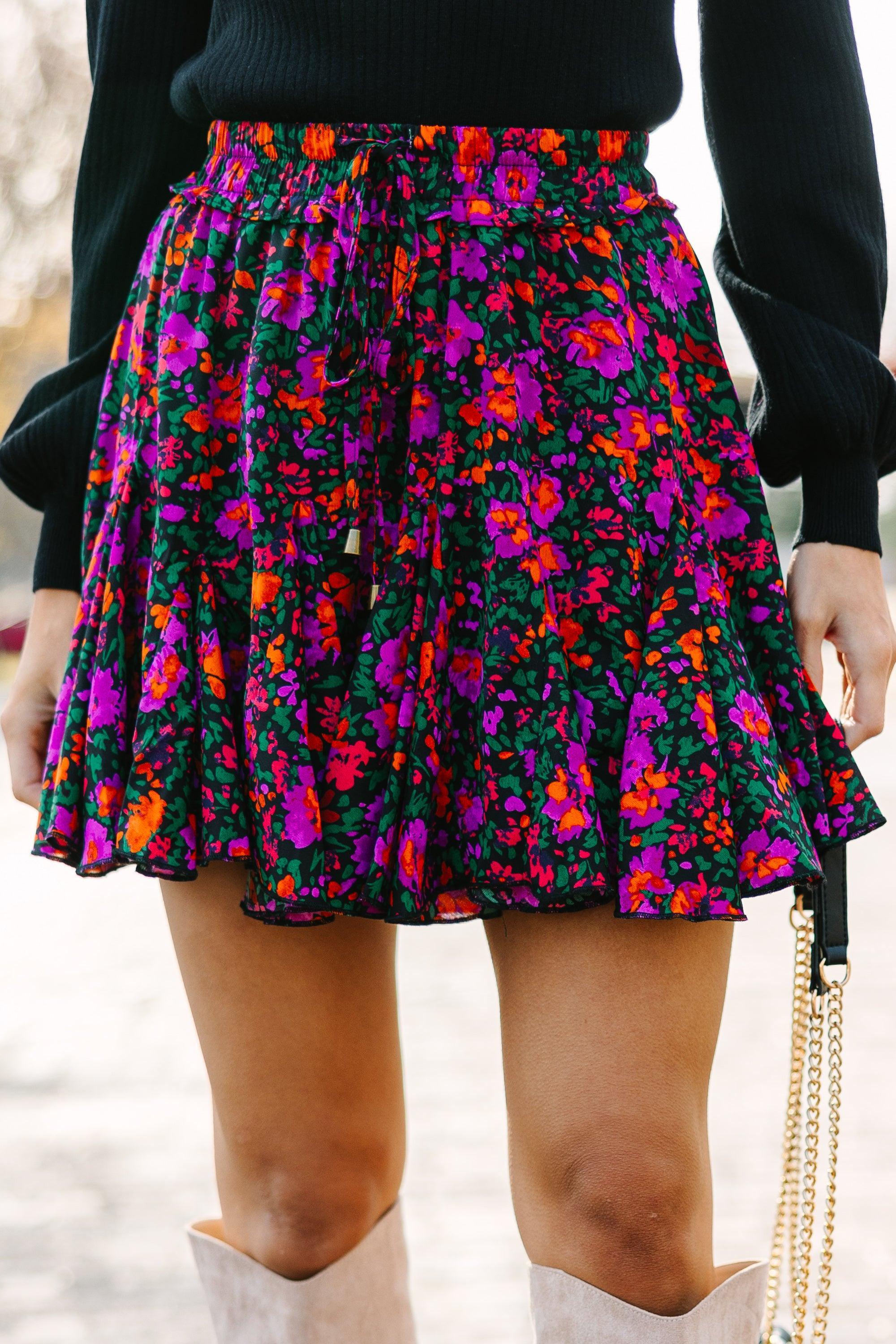 Make My Day Black Floral Skort Female Product Image