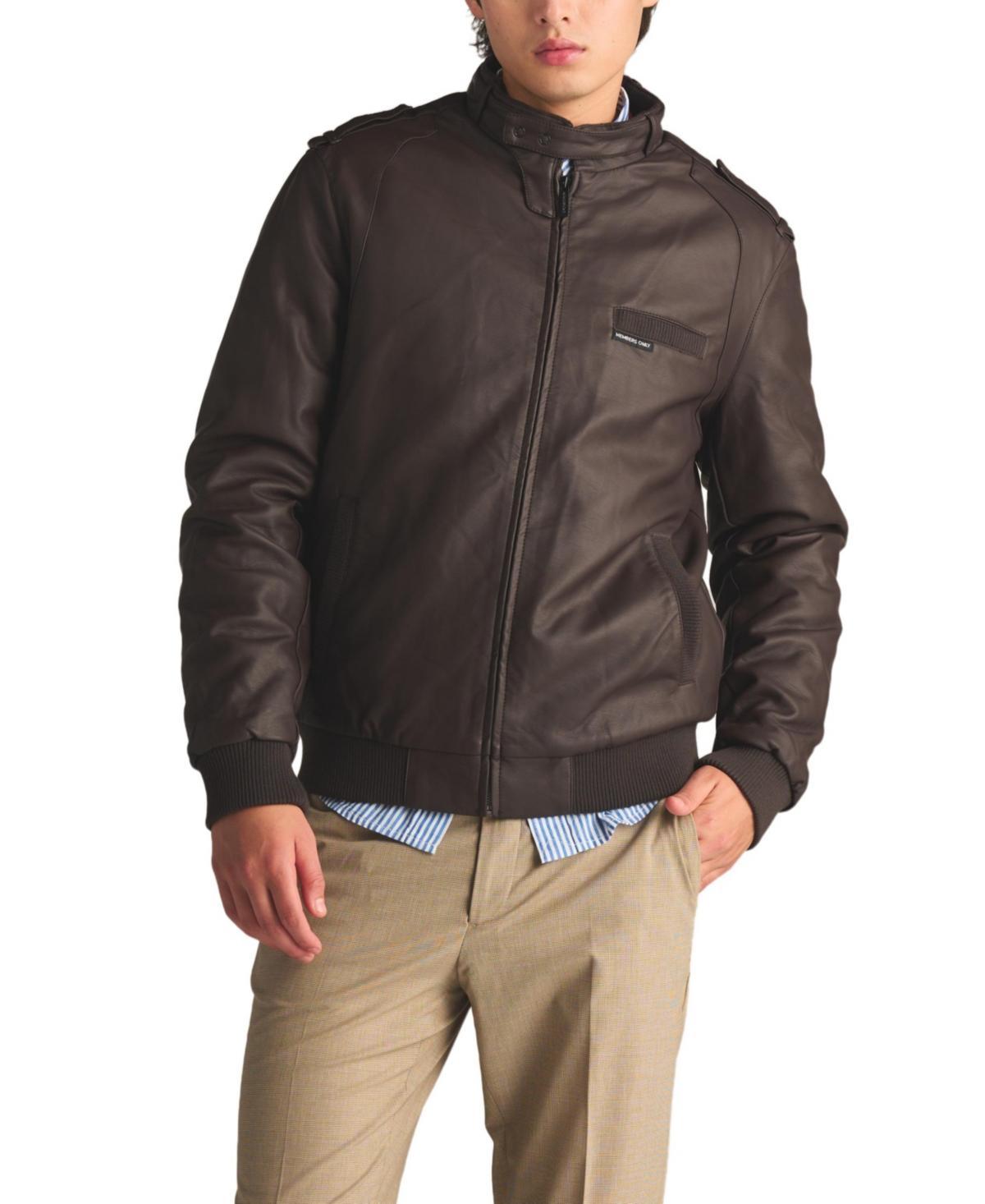 Members Only Mens Faux Leather Iconic Racer Jacket Product Image