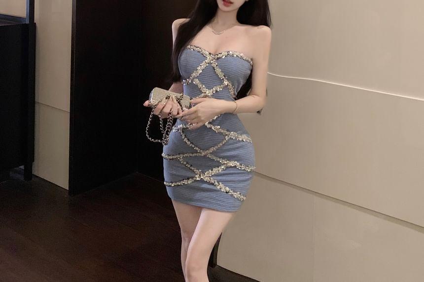 Strapless Sequin Mini Bodycon Dress Product Image