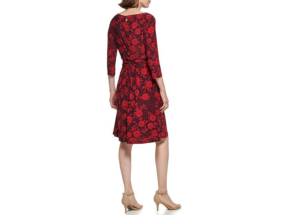 Tommy Hilfiger Floral Print 34 Sleeve Boat Neck Dress Product Image