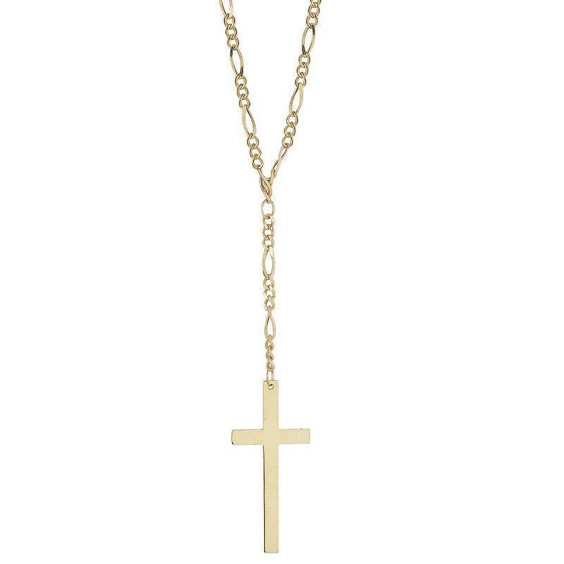 LUMINOR GOLD 14k Gold Cross Lariat Necklace, Womens Product Image