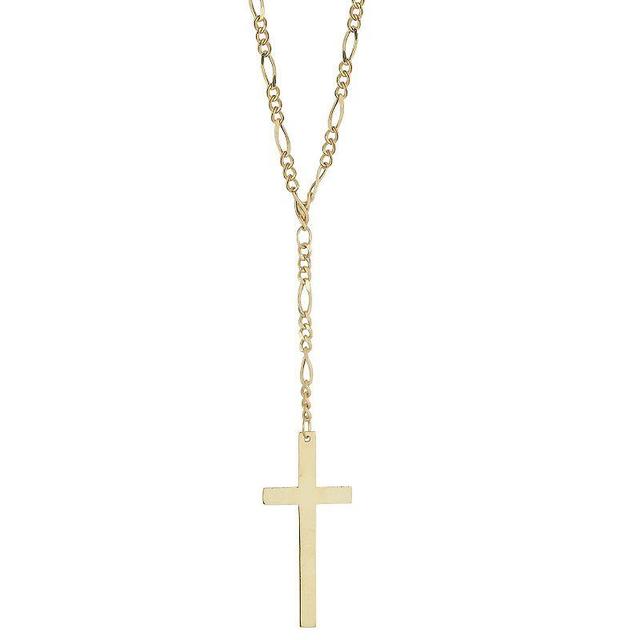 LUMINOR GOLD 14k Gold Cross Lariat Necklace, Womens Yellow Product Image