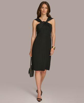 Donna Karan Womens Draped Twist-Neck Sleeveless Sheath Dress Product Image