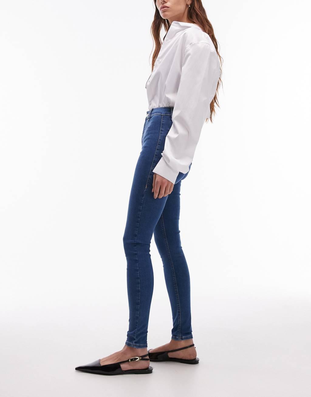 Topshop high rise Joni jeans in mid blue  Product Image