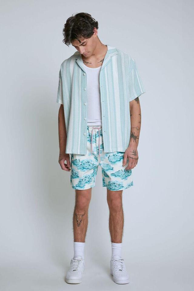 Twill Cityscape Print Volley Shorts | Forever 21 Product Image