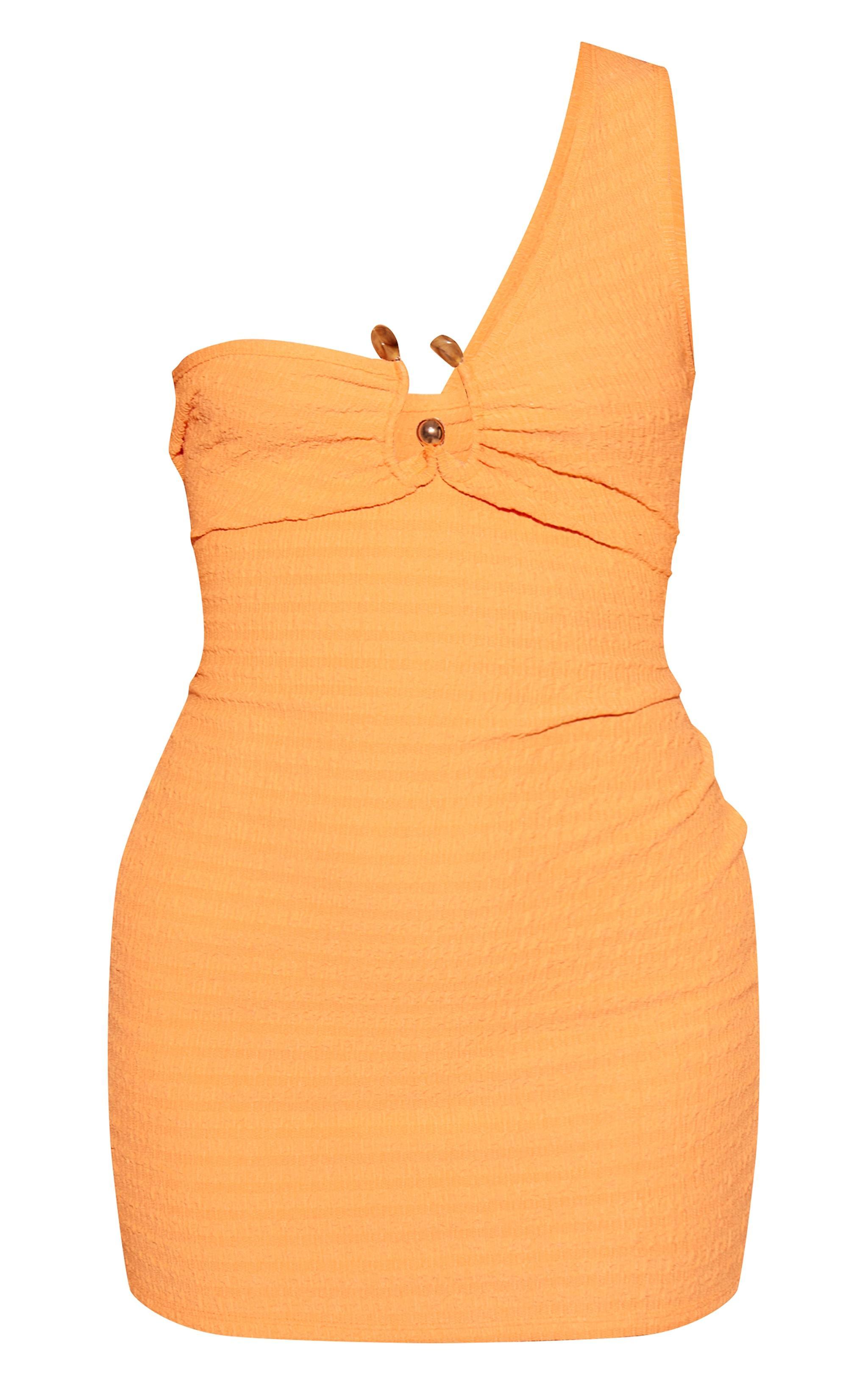 Orange Trim Detail One Shoulder Bodycon Dress Product Image