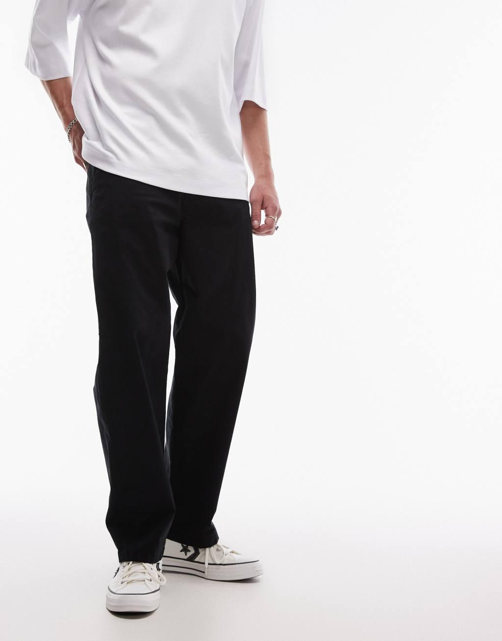 Selected Homme loose fit chino pants in black Product Image