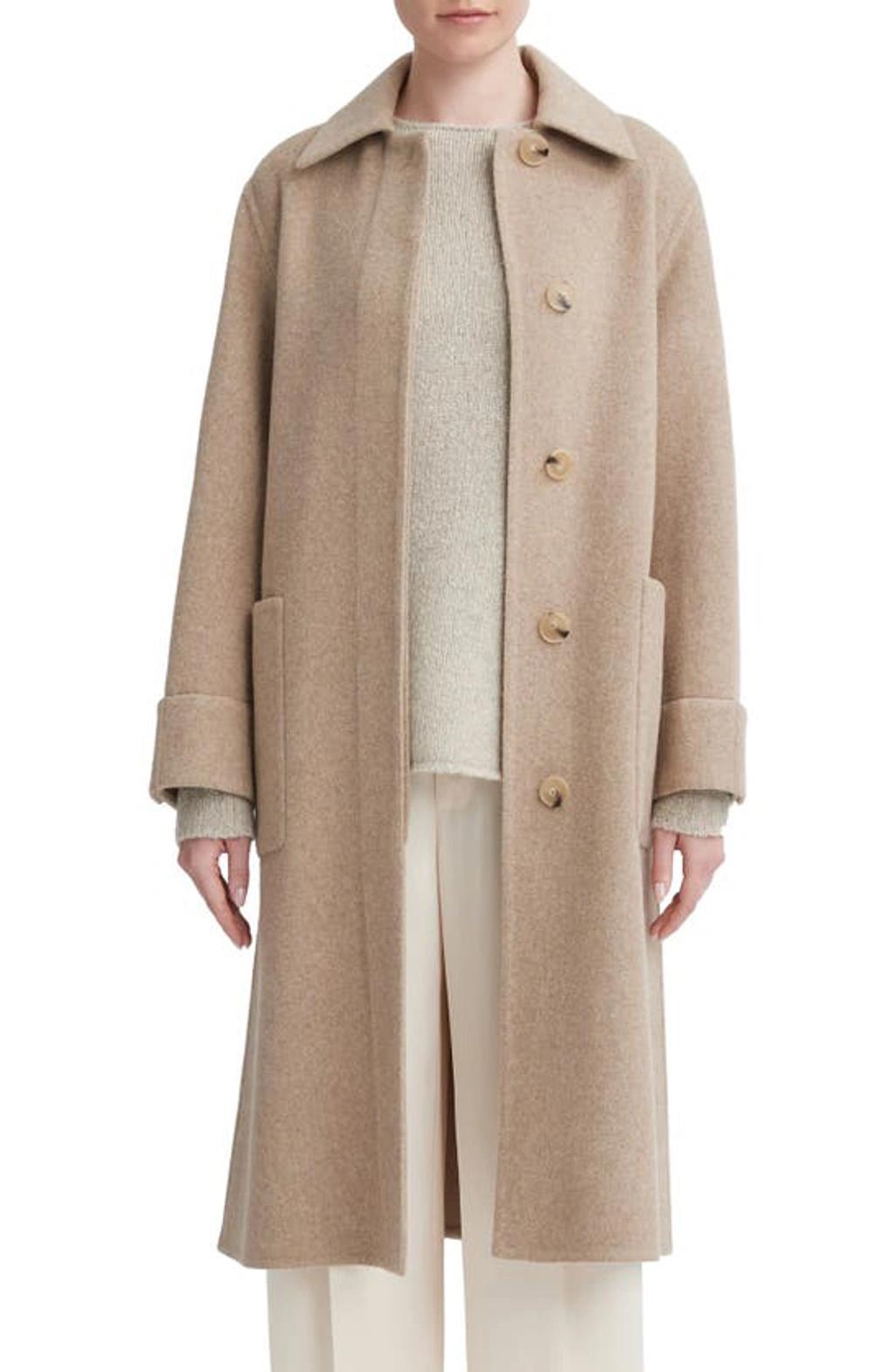 Recycled Wool Blend Coat In Heather Hazel Cream product image