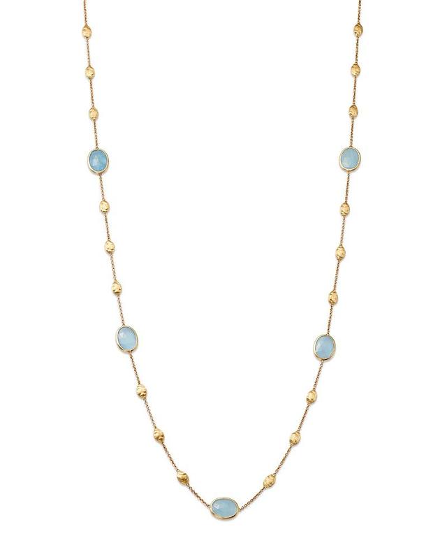 Womens Siviglia 18K Yellow Gold & Aquamarine Station Necklace Product Image