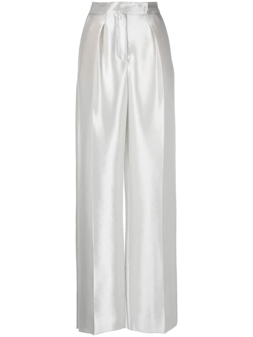 High-waisted Silk-blend Trousers In Grey product image