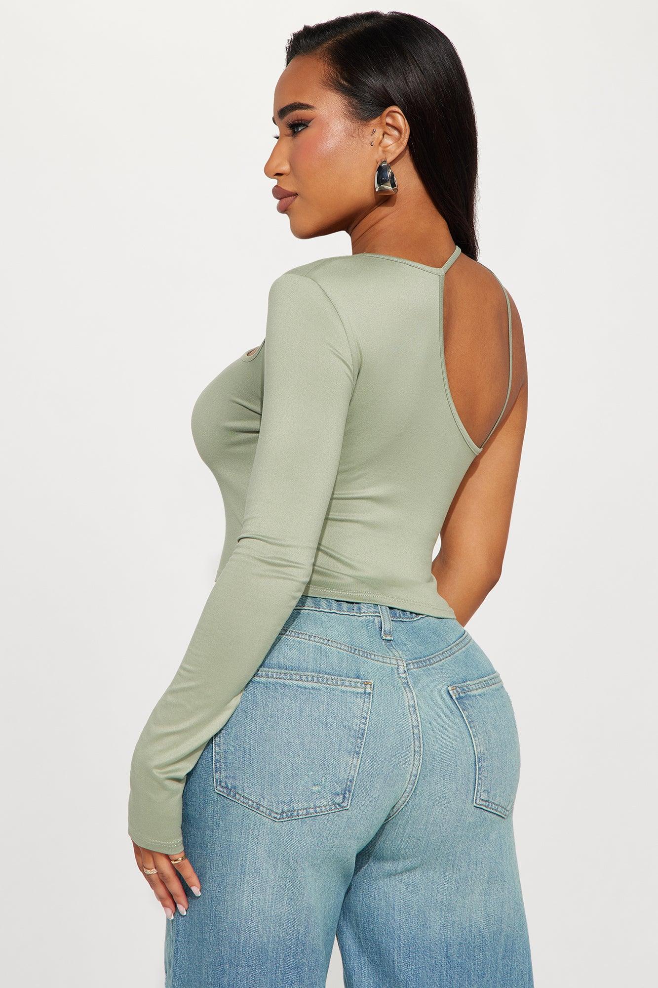 Georgia One Shoulder Top - Sage Product Image