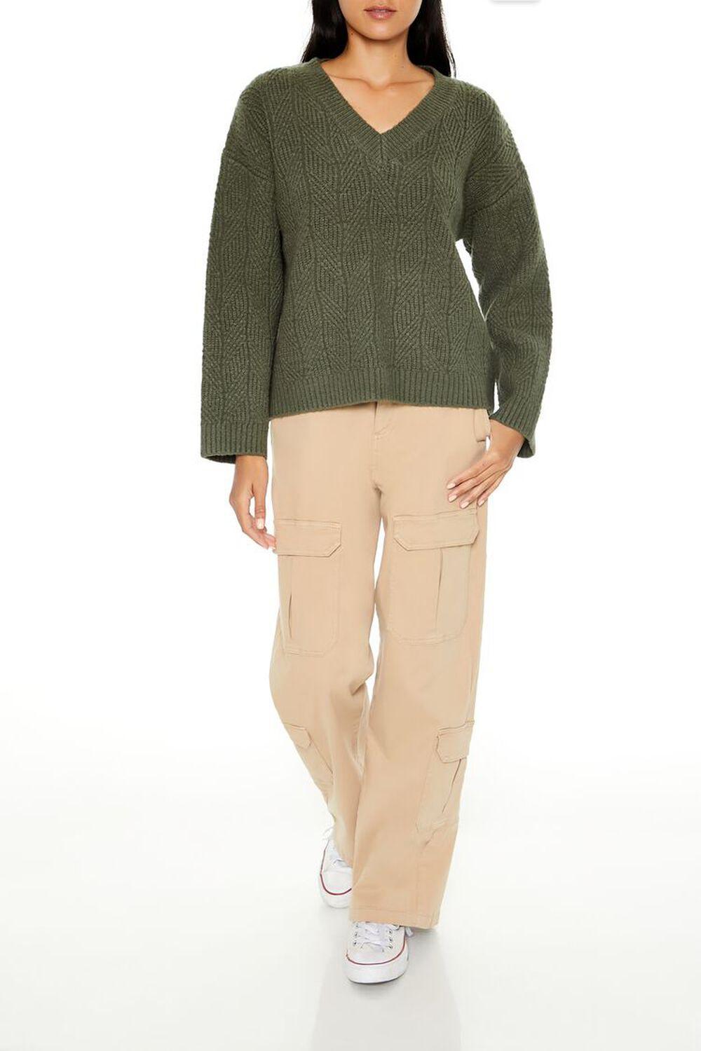 Geo V-Neck Drop-Sleeve Sweater | Forever 21 Product Image