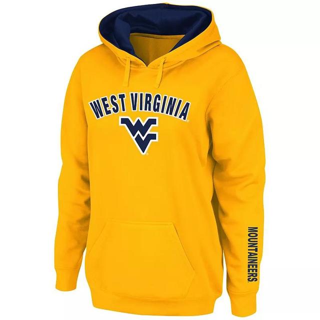 Womens Gold West Virginia Mountaineers Arch & Logo 1 Pullover Hoodie Product Image