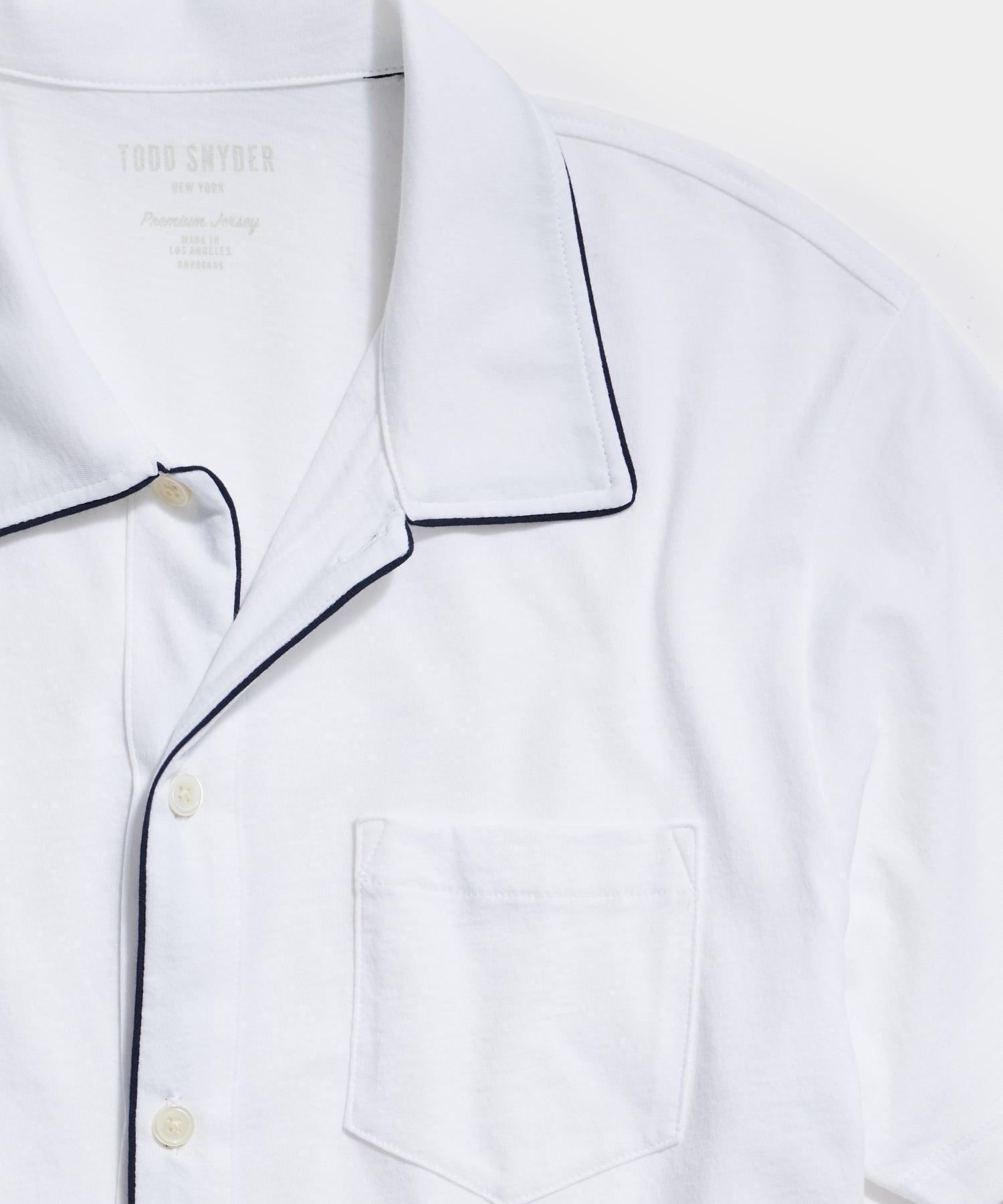 Made in L.A. Montauk Tipped Full Placket Polo in White Product Image