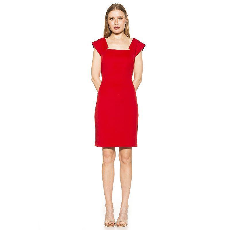 Womens ALEXIA ADMOR Lucinda Modern Scoopneck Sheath Dress Red Product Image