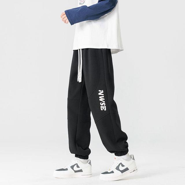 Drawstring Waist Lettering Baggy Sweatpants Product Image