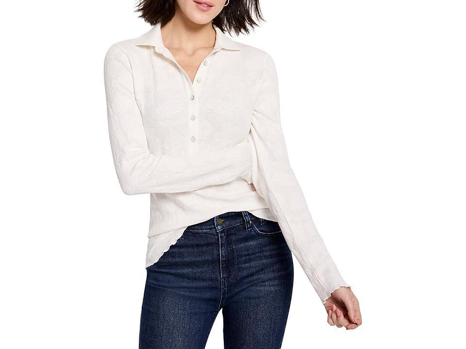 NIC+ZOE Lace Knit Collared Top (Classic Cream) Women's Clothing Product Image