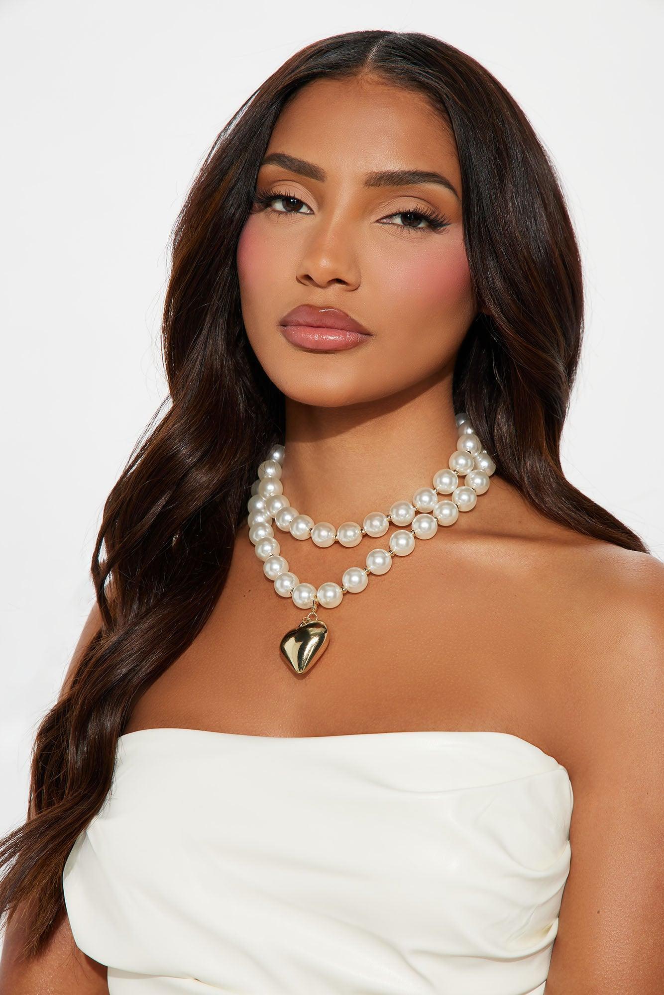 Wrapped Up In Pearls Necklace - White/Gold Product Image