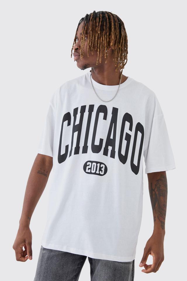 Tall Oversized Chicago Varsity Graphic T-Shirt | boohooMAN USA Product Image