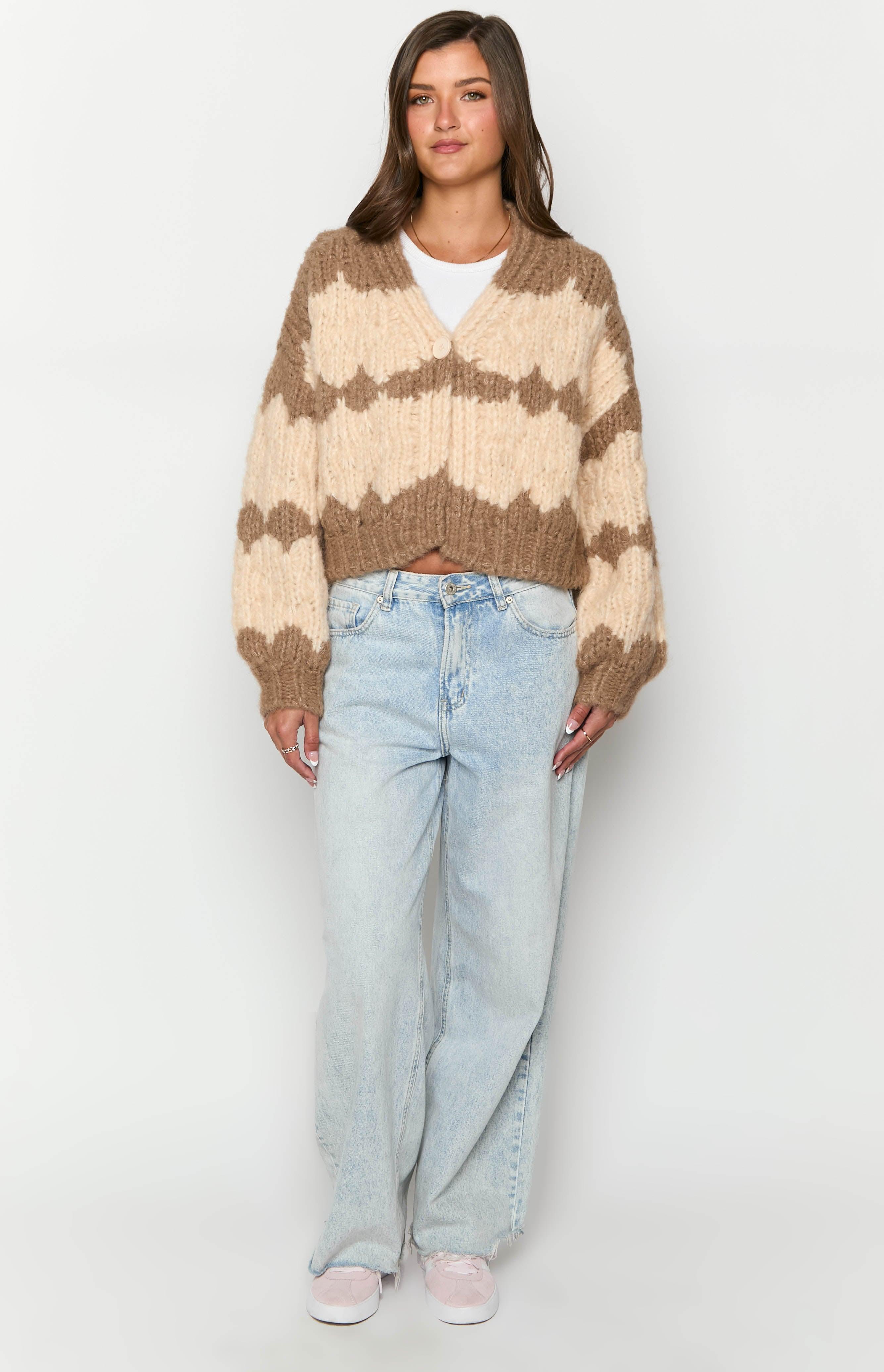 Ryley Brown Knit Cardigan Product Image