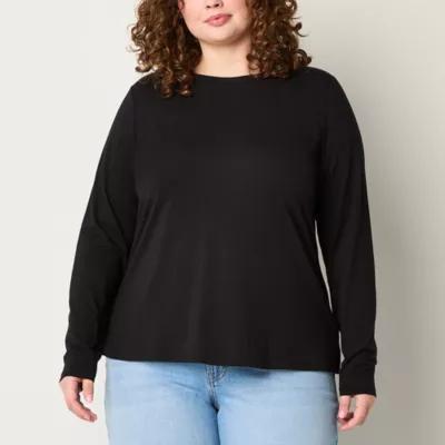 a.n.a Womens Plus Crew Neck Long Sleeve T-Shirt Product Image