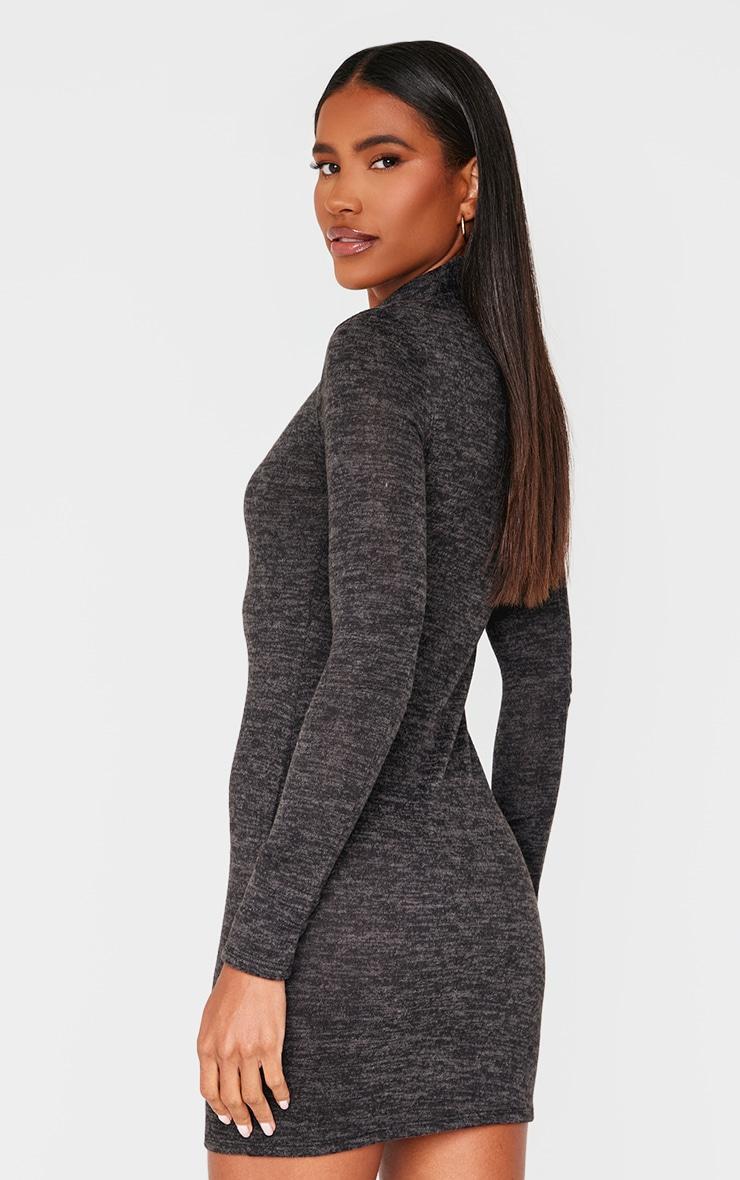 Grey Marl Wrap Neck Detail Bodycon Dress Product Image