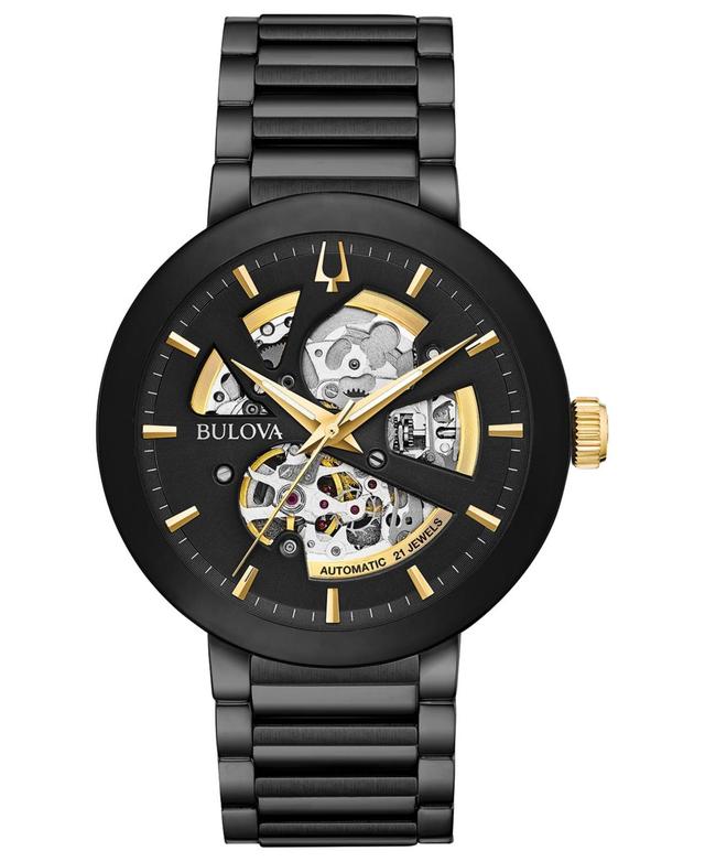 Bulova Mens Modern Automatic Black Ion-Plated Stainless Steel Skeleton Watch - 98A203 Product Image