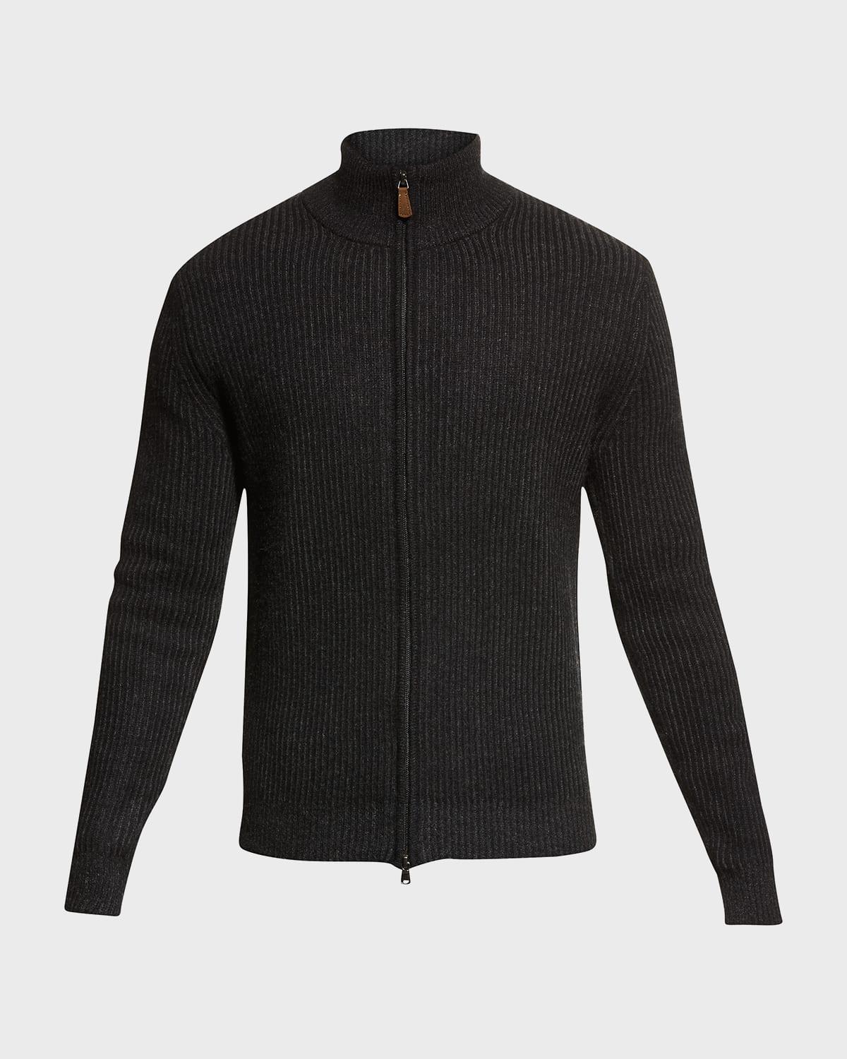 Mens Ribbed Full-Zip Cashmere Sweater Product Image