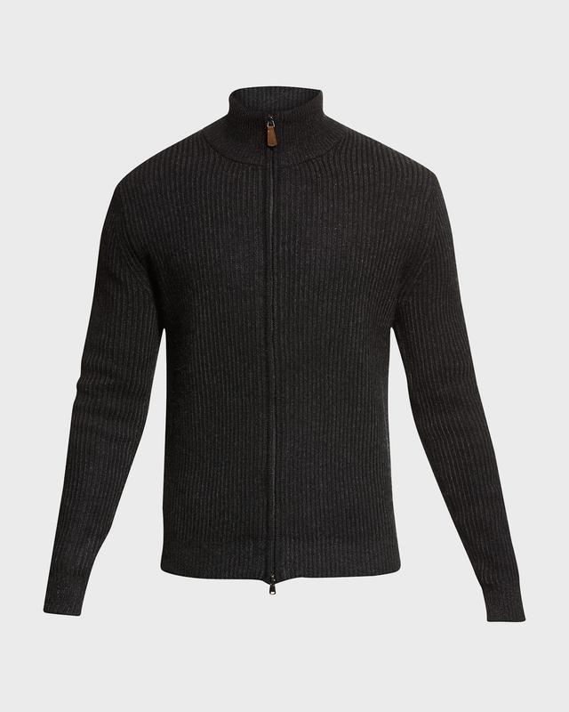 Men's Ribbed Full-Zip Cashmere Sweater Product Image