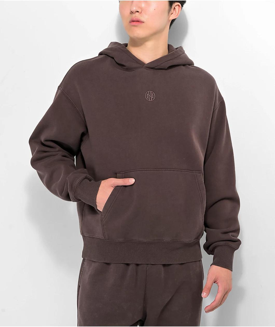 Ninth Hall Fundamentals Brown Wash Boxy Hoodie Product Image