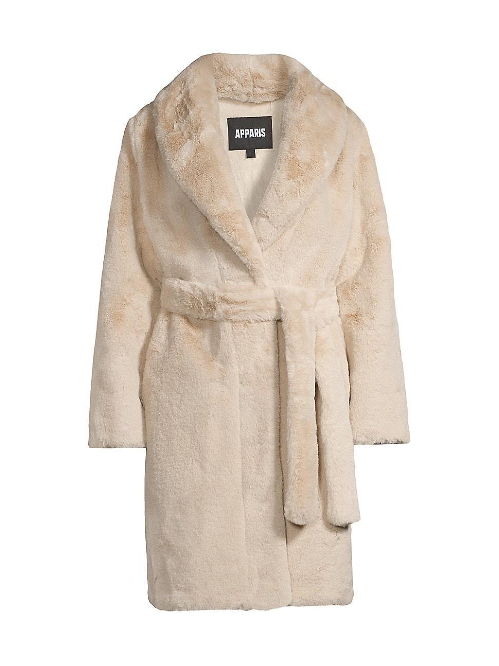 Womens Bree Belted Faux Fur Wrap Coat Product Image