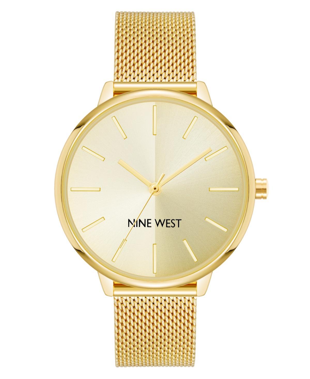 Nine West Womens Quartz Gold-Tone Stainless Steel Mesh Band Watch, 40mm Product Image