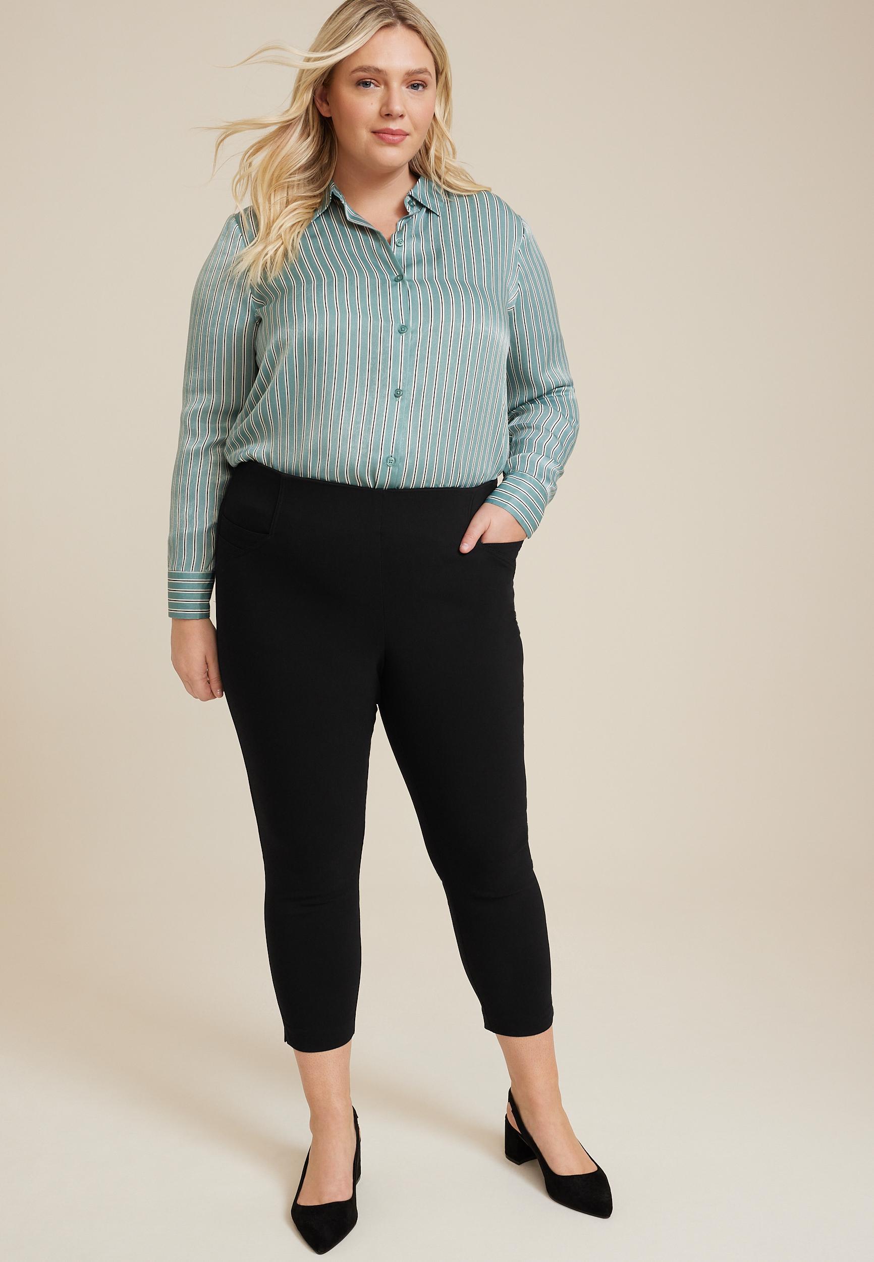 Maurices Plus Size Womens Bengaline High Rise Skinny Cropped Dress Pants Size 14W Product Image