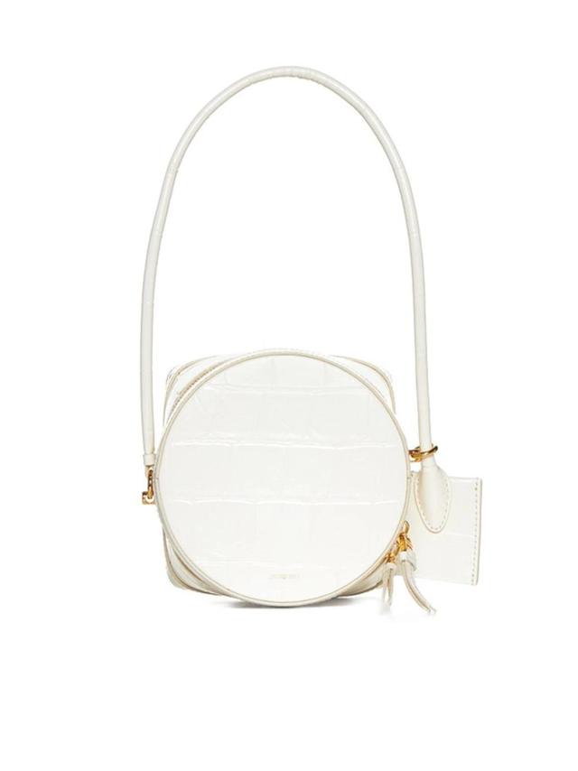 JACQUEMUS Logo Detailed Embossed Shoulder Bag In Light Ivory Product Image